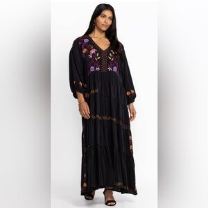 Johnny Was Black and Purple Embellished Sundress